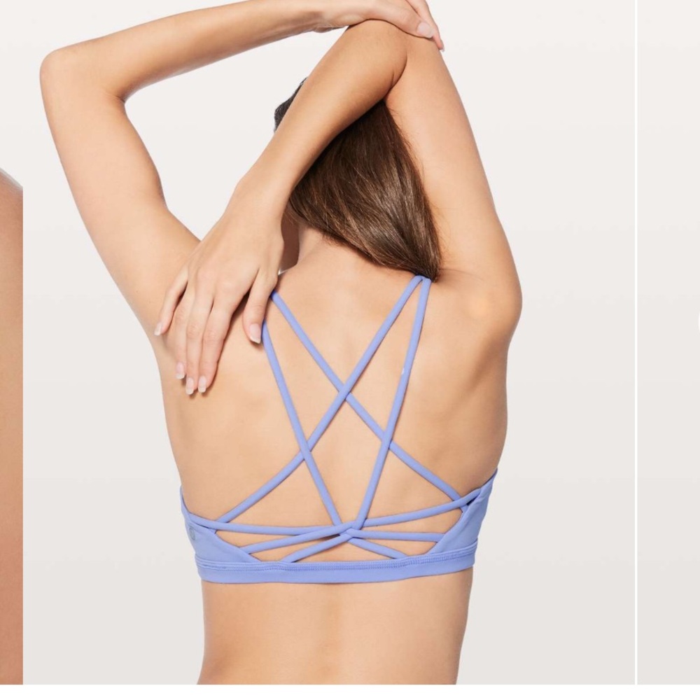 Lululemon Full Freedom Nulu Workout Sports Bra Hydrangea Blue Strappy Back Sz 6